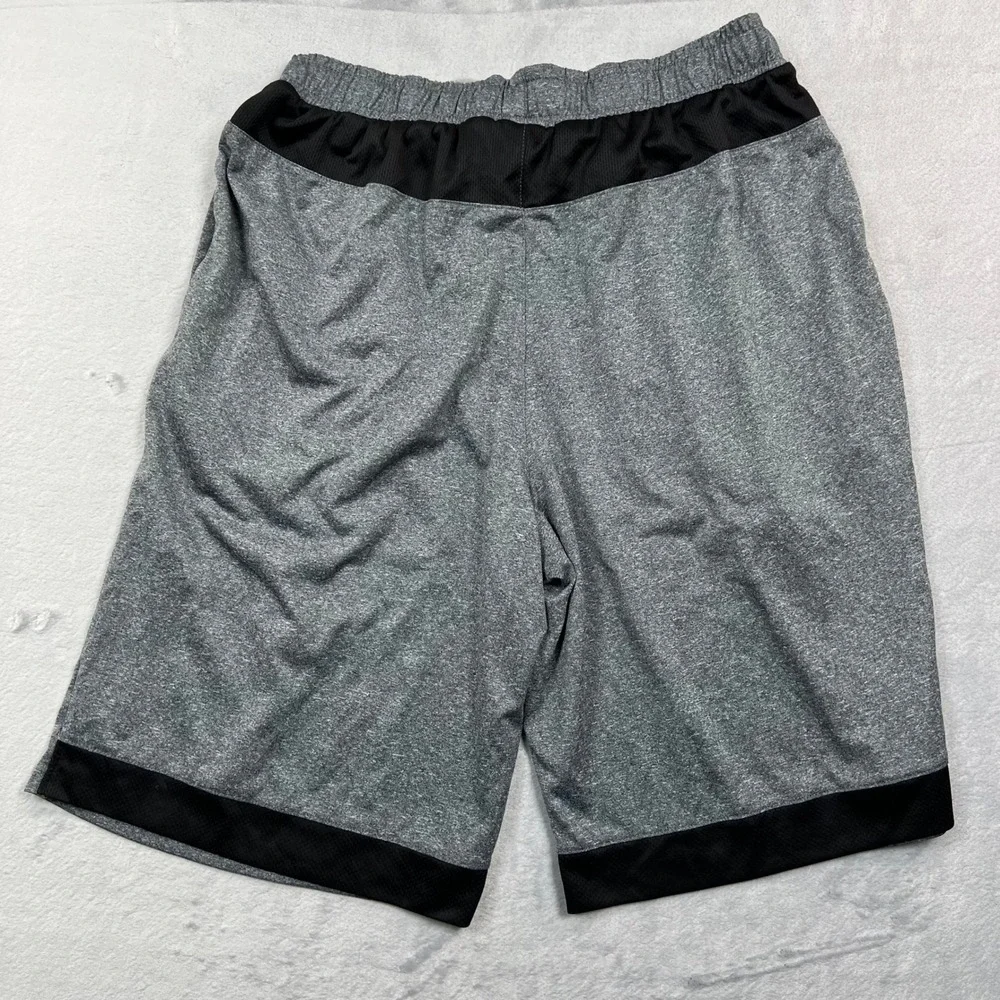 NBA Basketball Shorts Mens Medium Gray Heathered Athletic Mesh Trim Drawstring
